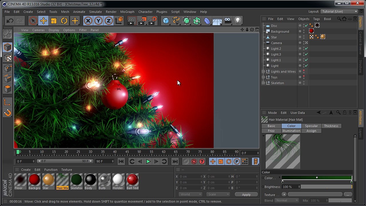 Cinema 4D Christmas Tree modeling 008