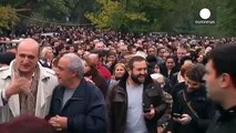 Hundreds gather in support of anti-government TV station in Georgia