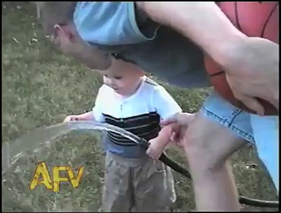 Cute baby trying to drink water