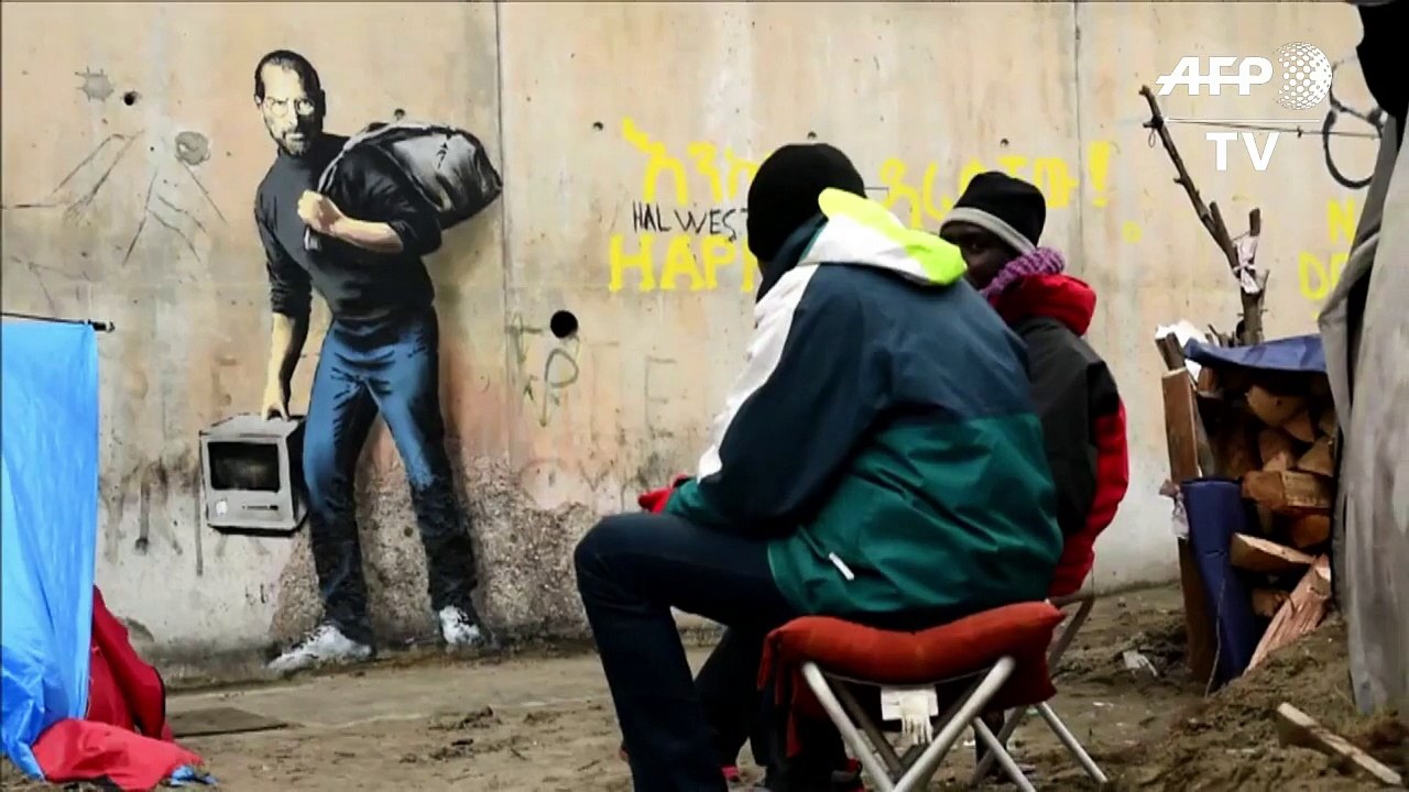 Banksy: mit steve jobs für flüchtlinge
