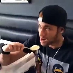 Neymar Sings with His Mouth Full of Flour