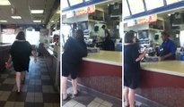 Crazy Lady Freaks Out Over Hamburgers At White Castle