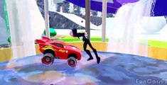 Nursery Rhymes Disney Pixar Cars Black Spiderman & Lightning McQueen (Songs for Children w/ Action)