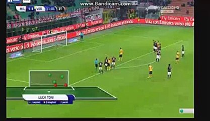 Luca Toni Pennalty Goal Milan 1-1 Verona 13-12-2015