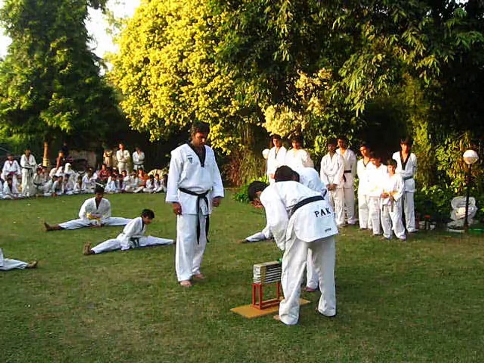 adil bin talat pakistan taekwondo champion fist fire breaking 2014 district demo event