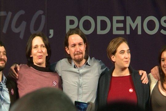Un emocionado Pablo Iglesias finaliza el mitin de Madrid