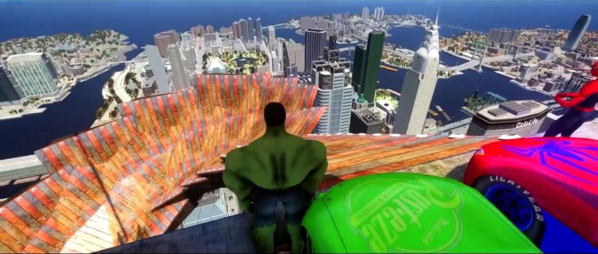 Disney Pixar CARS GREEN RAYO Lightning McQueen HULK AND SPIDERMAN AWESOME RACE Track!!! , HD online free 2016