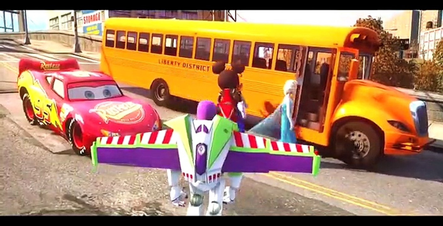 Wheels On The Bus Go Round and Round Nursery Rhymes Frozen Mickey Toy Story Lightning McQueen Cars