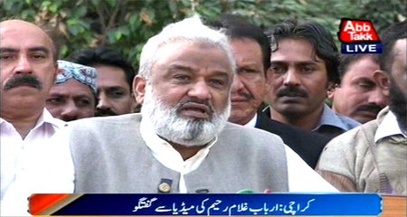 Karachi Arbab Ghulam Rahim talks to media