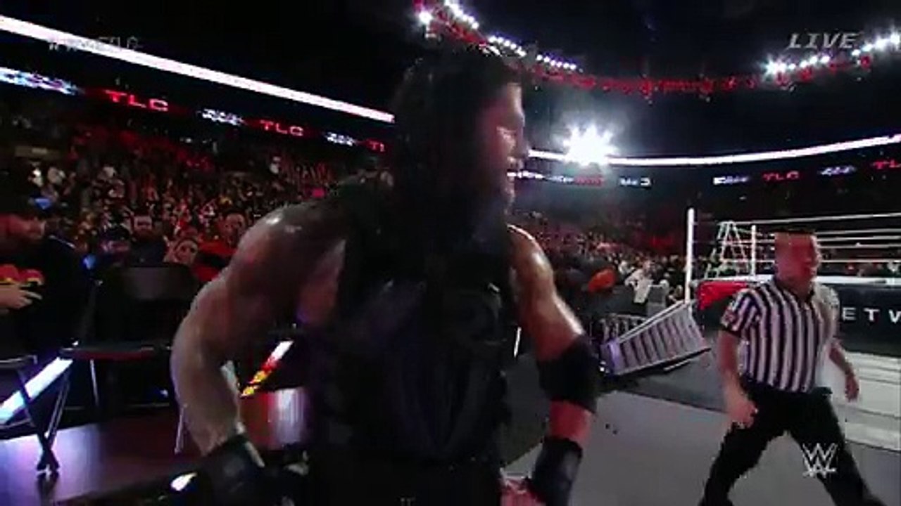 Roman Reigns Spear To Triple H at Ladder TLC 13th December 2015