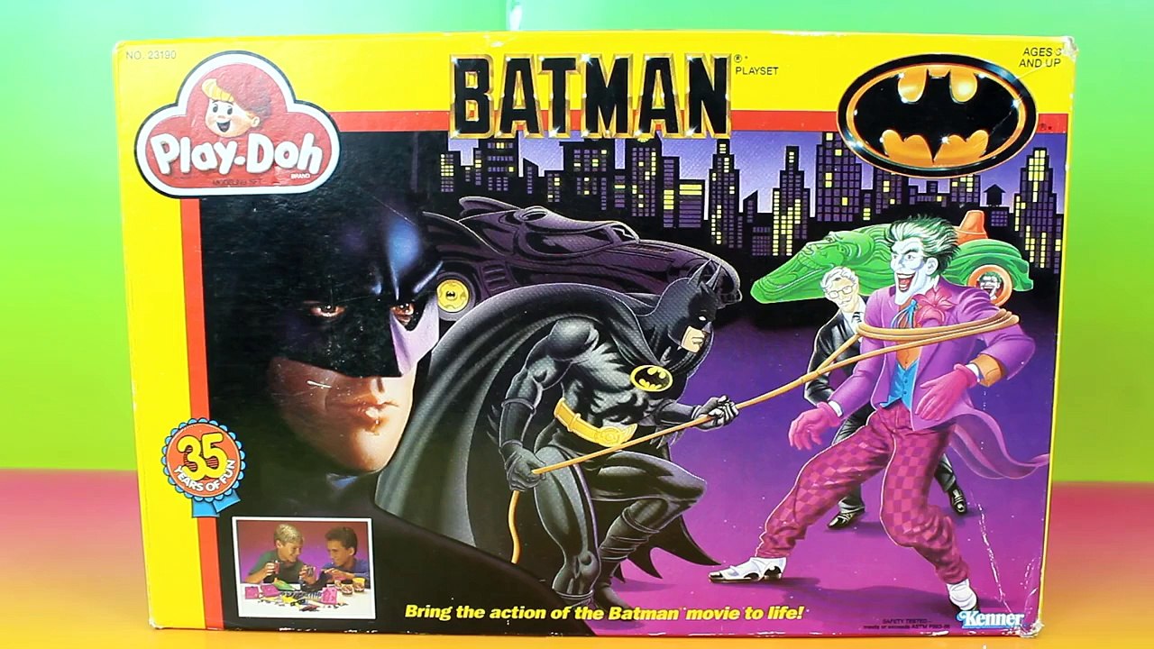 Batman Play-Doh Set Create Batman, Joker & Commissioner Gordon Batmobile Vintage 1990 Play