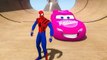 Spider Man Drive and Jumps with his NEW PINK Lightning MCQUEEN CARS!