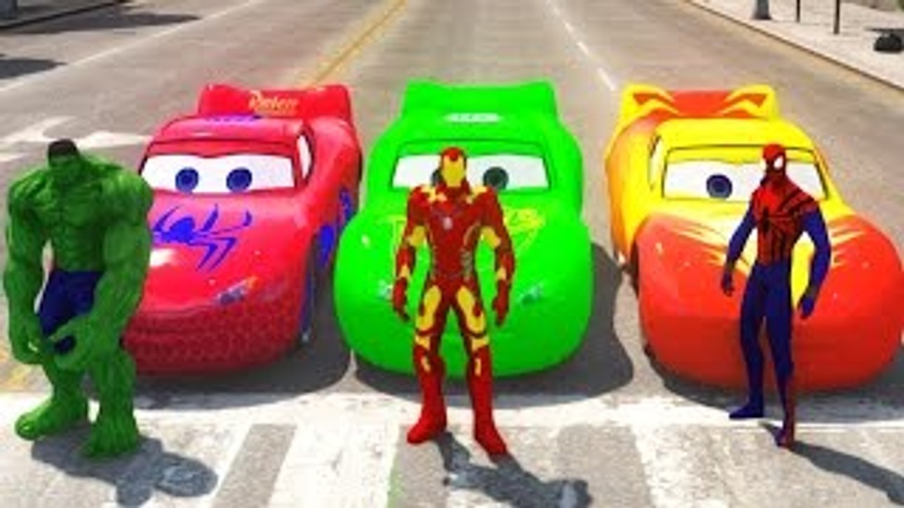 CUSTOM MCQUEEN CARS with THE AVENGERS Hulk, Spider Man & Iron Man Epic Race! [HD 1080P]