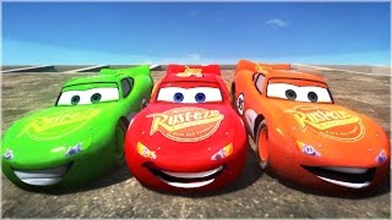 COLORS MCQUEEN CARS!!! (Green, Orange) Disney Pixar #LightningMcqueen Cars playing with El
