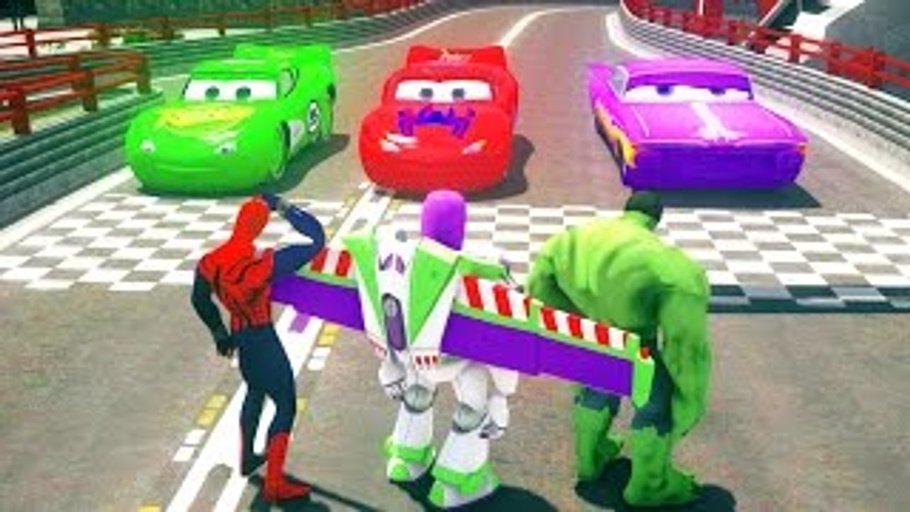 Spider Man Hulk Toy Story Buzz Lightyear & Ramone Epic Race Disney Cars Lightning McQueen