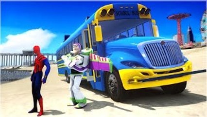 Wheels On The Bus Go Round And Round + Spiderman Toys Story | Nursery Rhymes for Children