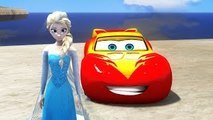 Snow Queen Elsa Frozen riding her Custom Lightning McQueen Cars in Red and Yellow HD 1080p