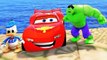 Disney Cars Lightning McQueen Playtime with Hulk and Donald Duck! FUN with Water Slides &