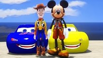 Toy Story Woody and Mickey Mouse play with Lightning Mcqueen Cars Custom Colors Disney Pix