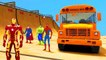 Nursery Rhymes for Children Wheels On The Bus Go Round And Round Hulk Iron Man Spiderman K