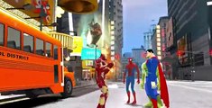 Nursery Rhymes for Children Wheels On The Bus Go Round And Round Hulk Iron Man Spiderman Kids Songs