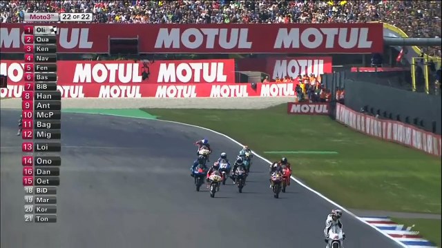 Un pilote de moto termine une course sur les genoux