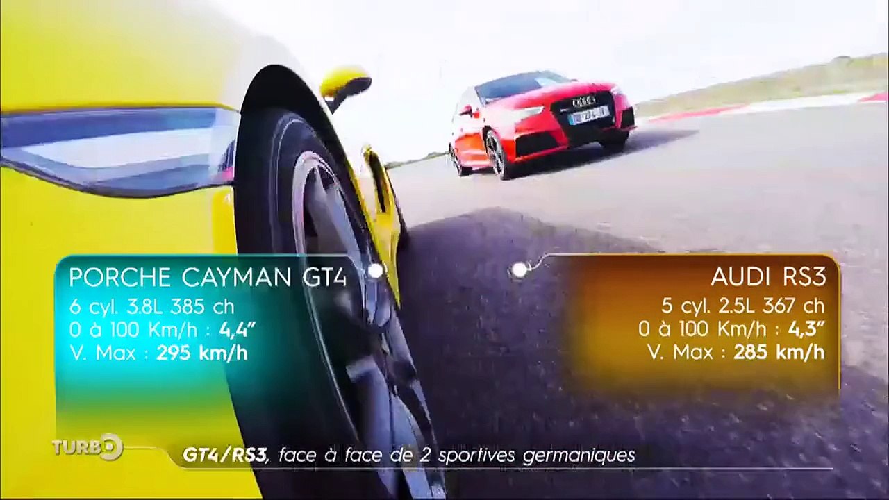 Match : Audi RS3 vs Porsche Cayman GT4 (Emission Turbo du 13/12/2015)