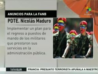 Anuncia Maduro decisiones que benefician al ejército venezolano