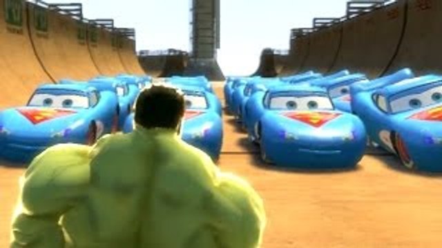 Lightning McQueen Cars! Hulk Smash Fun Cars Blue Colors Custom Nursery Rhymes!