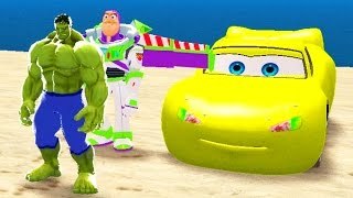 Buzz Lightyear Toy Story & Hulk Super Hero Drifts with Disney Lightning McQueen Custom Yel