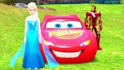 Disney Frozen Elsa The Snow Queen Play With Iron Man Superheroes + McQueen Cars (Kids Vide