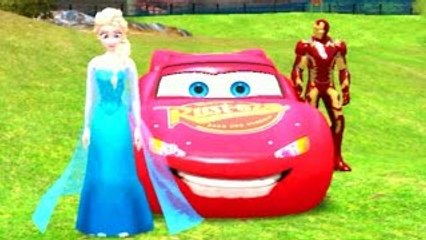 Disney Frozen Elsa The Snow Queen Play With Iron Man Superheroes + McQueen Cars (Kids Vide