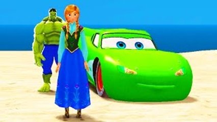 Super Hero Hulk & Frozen Anna Play Time with Green Color Lightning McQueen Cars at Playgro