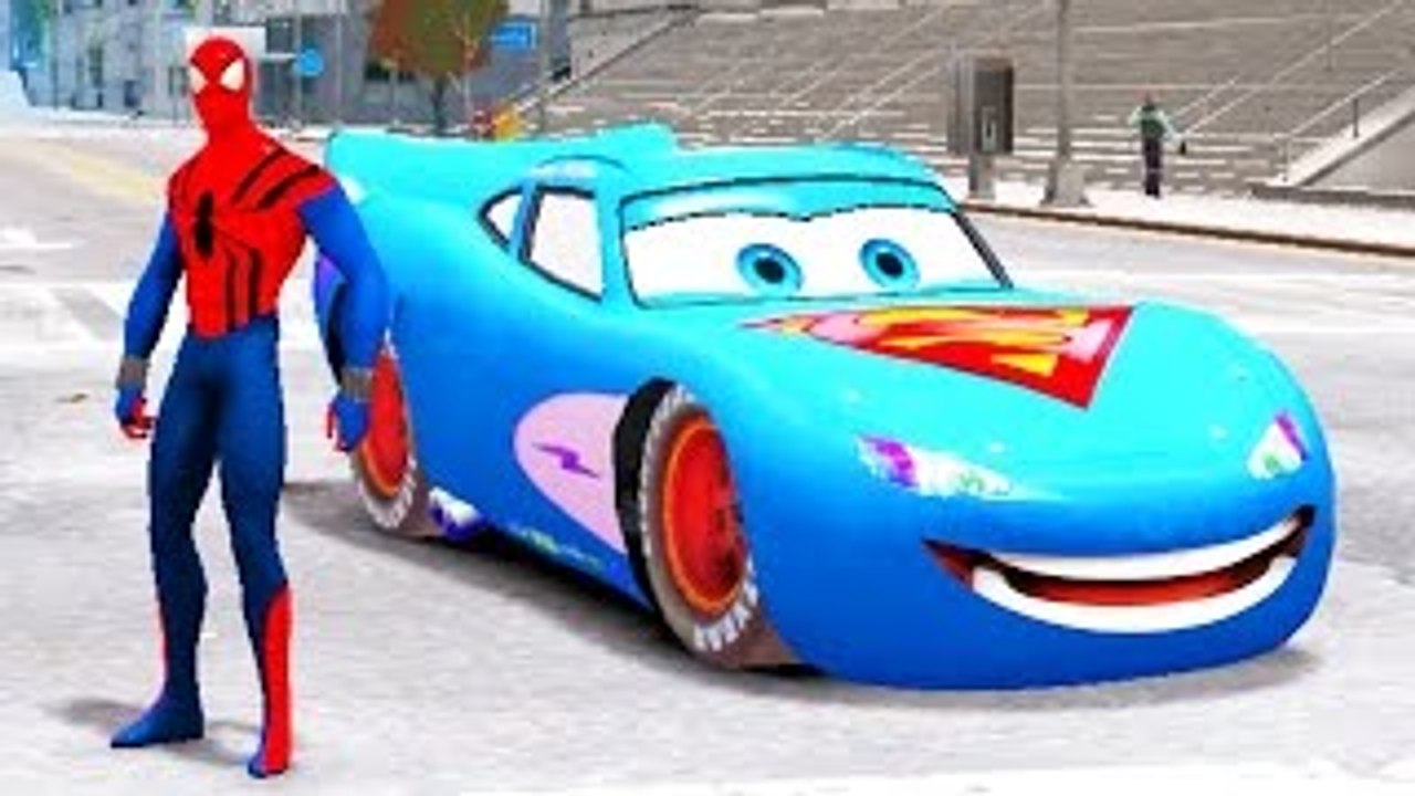 Superman DC DISNEY Blue Cars & Spiderman Epic Run around the City + KIDS FINGER FAMILY RHY
