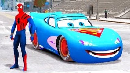 Superman DC DISNEY Blue Cars & Spiderman Epic Run around the City + KIDS FINGER FAMILY RHY