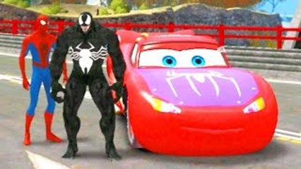 EPIC RACE Spider Man VS Venom & Spiderman Cars Disney Lightning McQueen