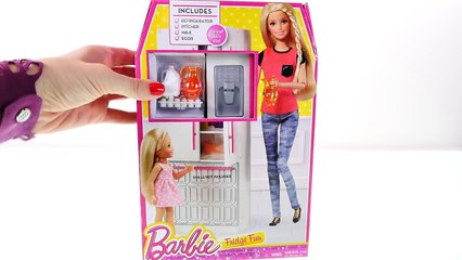 Barbies Shopkins Fridge Fun Barbie Doll Kitchen with Shopkins Fruits & Vegetables
