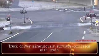 Truck driver miraculously survives collision with train