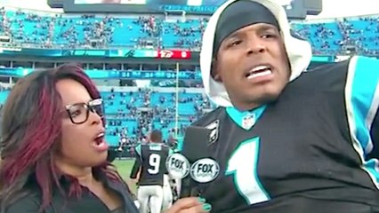 Cam Newton Surprised By Butt Slap During Post Game Interview