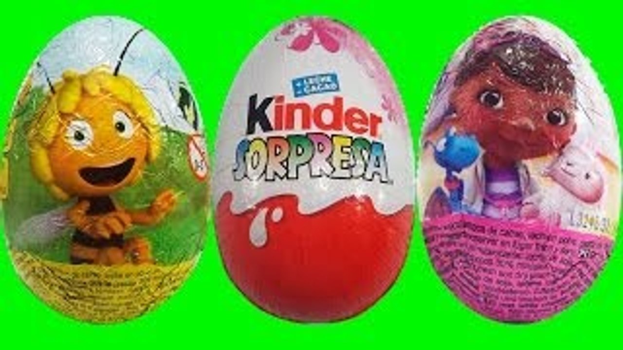 3 Oeufs Surprises Kinder unboxing. Maya LAbeille, Doc McStuffins and Princes киндер сюрпр
