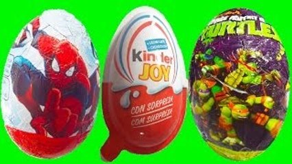 3 Oeufs Surprises Kinder joy Surprise Spider man, Ninja Turtles, Surprise киндер сюрприз я