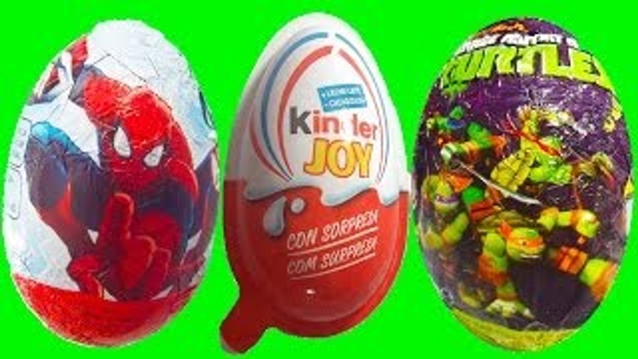 3 Oeufs Surprises Kinder joy Surprise Spider man, Ninja Turtles, Surprise киндер сюрприз я