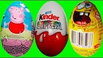 3 Oeufs Surprises Kinder Surprise Peppa Pig Kinder and bob léponge киндер сюрприз яйца