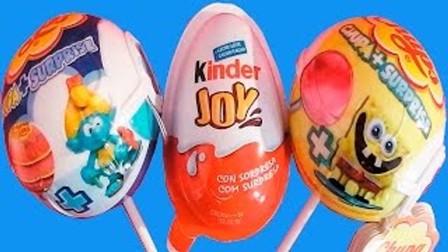 Surprise BALLS chupachups! Smurfs, spongebob squarepants and kinder joy surprise egg. Toys