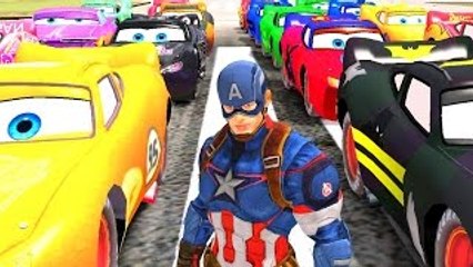 Nursery Rhymes Disney Pixar Cars Captain America & Yellow Spiderman + Wheels On The Bus So