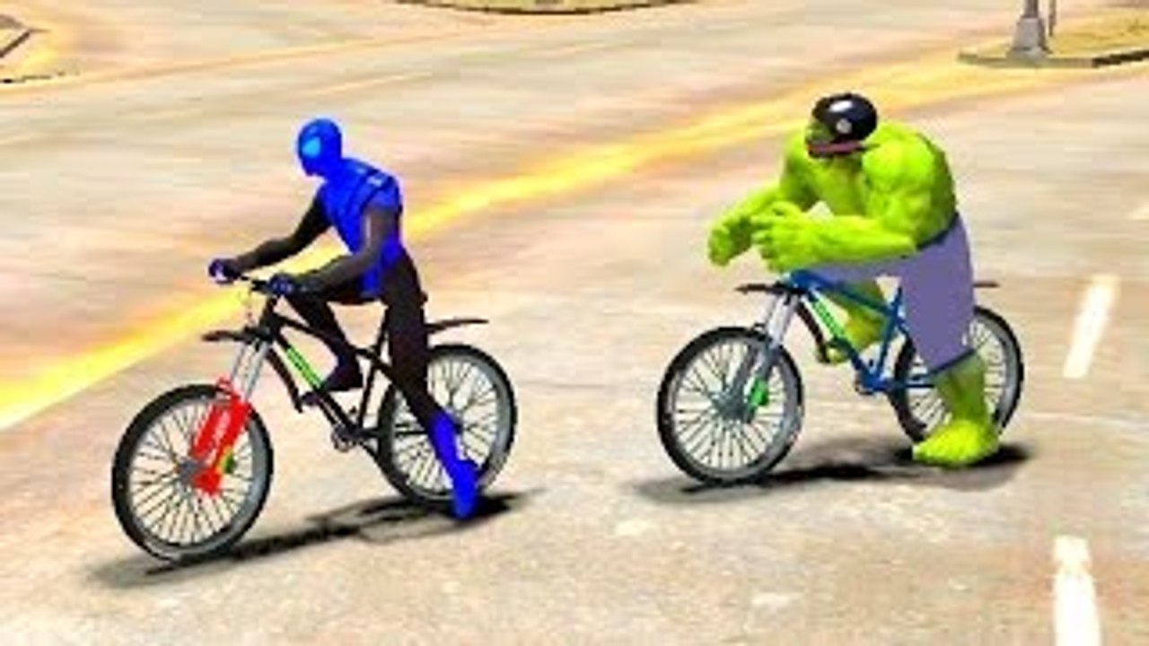 BLUE Spiderman w/ His Friend HULK with Bicycle Itsy Bitsy Spider & More Nursery Rhymes Son