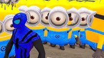 Blue Spiderman and His Blue Spiderman McQueen Cars Smash Minions | Nursery Rhymes Kids Son
