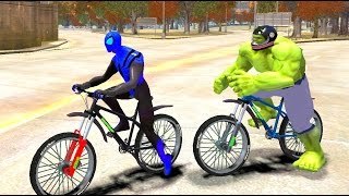 Spiderman Blue & HULK Superhero w/ Bicycle Nursery Rhymes for Children Kids Songs