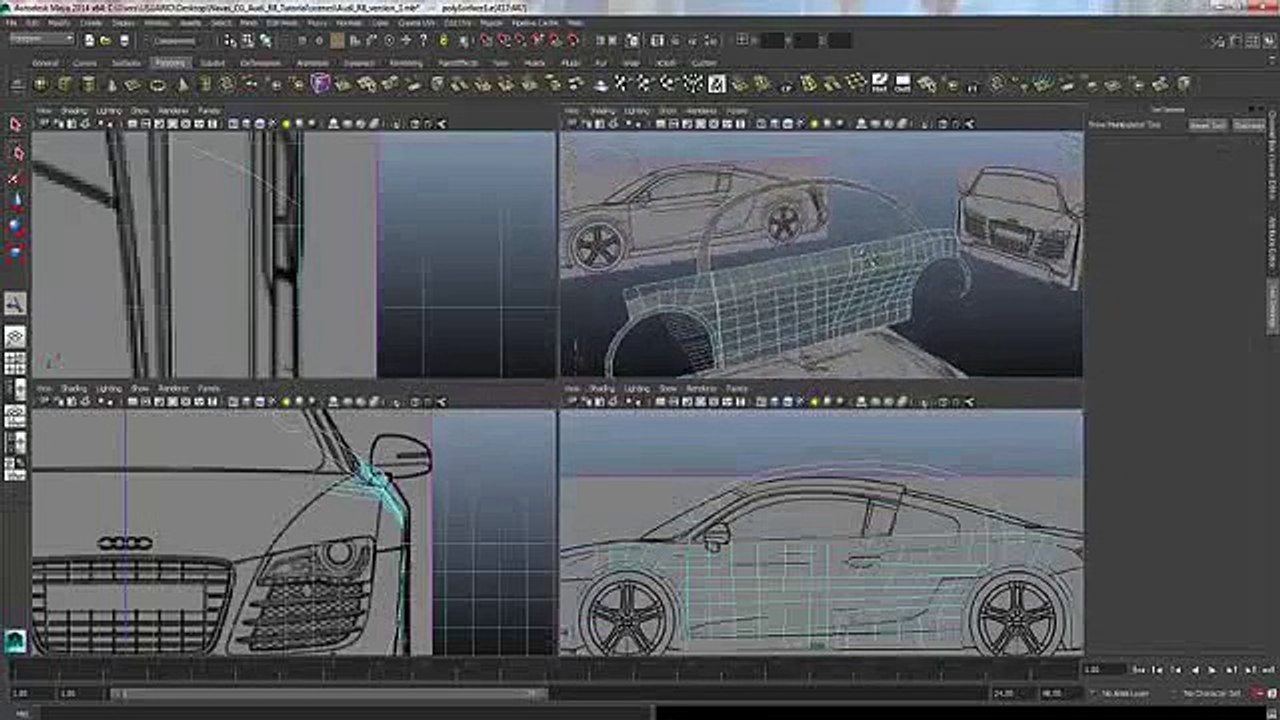 Audi R8 Modeling Tutorial Maya 2014 Clip3-23