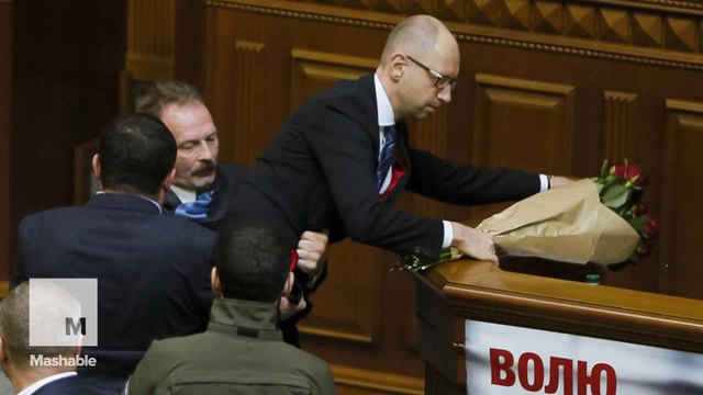 Lawmaker picks up Ukrainian prime minister, fight ensues